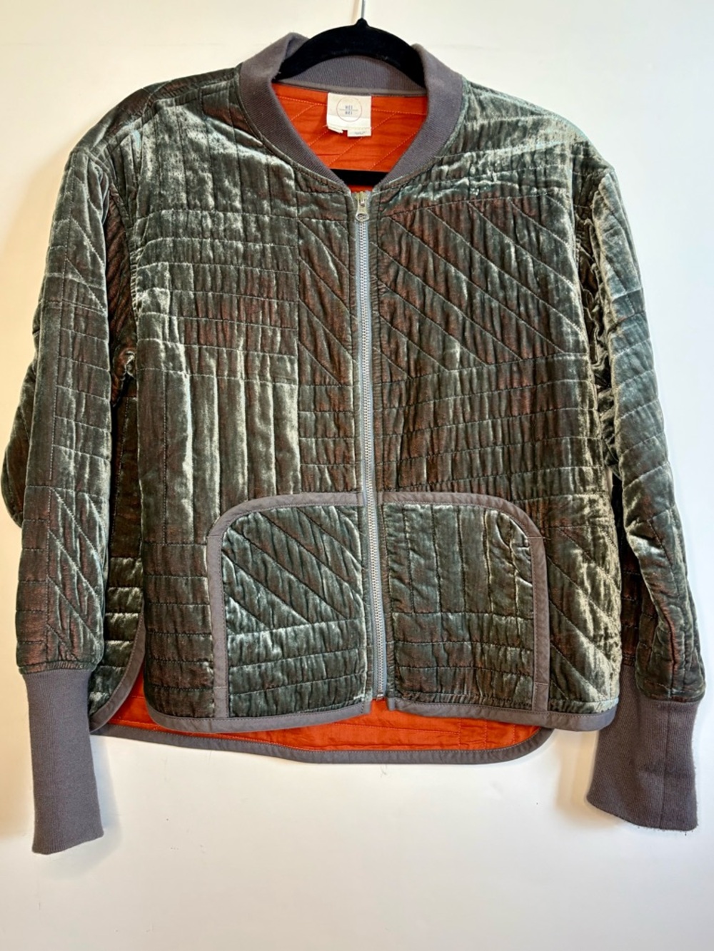 HEI HEI x Anthropologie Iridescent Quilted Velvet Bomber Jacket Size Small
